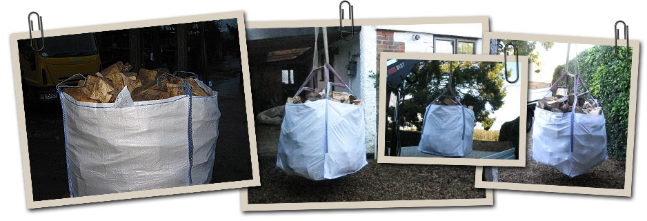 Builders bags of logs being delivered